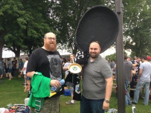 Bruce 'du Nord' McGuire and Dusty who created the fiberglass iron skillet (also pictured)