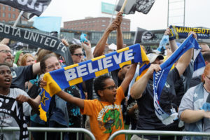 Supporters at the MLS announcement at CHS Field (Photo: Jeremy Olson)